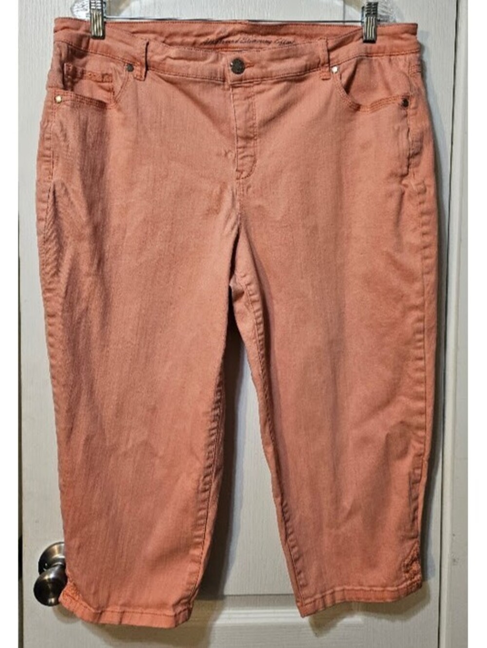 Gloria Vanderbilt Pink Capri Pants 16W Embellished Pocket Casual Chic